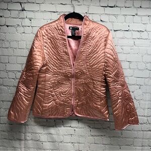 Carole Little Pink Quilted Bomber Jacket size M